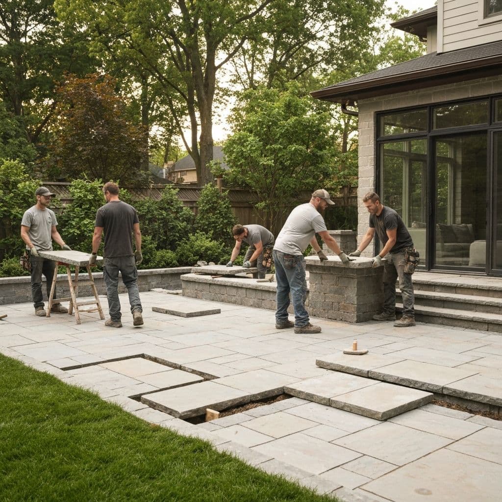 Natural stone landscaping on a Toronto estate